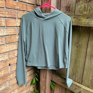 Green Crop Polo Collar Sweatshirt